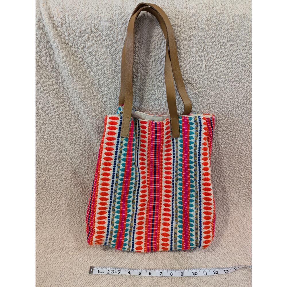 Bright and cheerful neon Indigenous style blanket tote bag w/snap closure